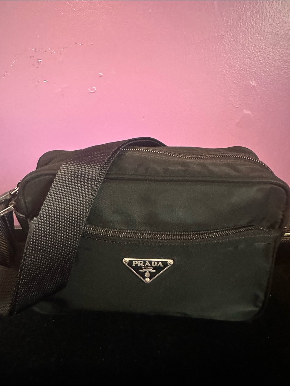 Prada Black Nylon Messenger Crossbody with COA